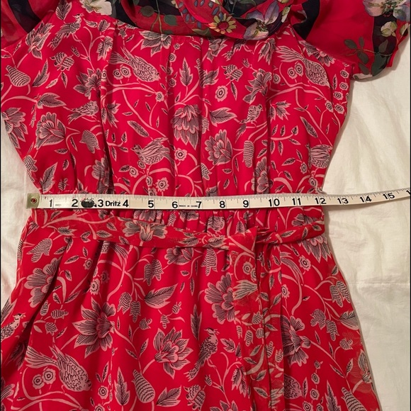 Anthropologie One September Zuri Midi Red Floral Dress XS - Picture 9 of 12